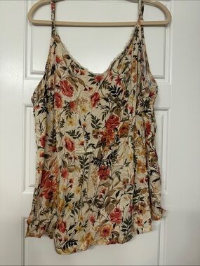 Cream Floral Spaghetti-Strap Cami